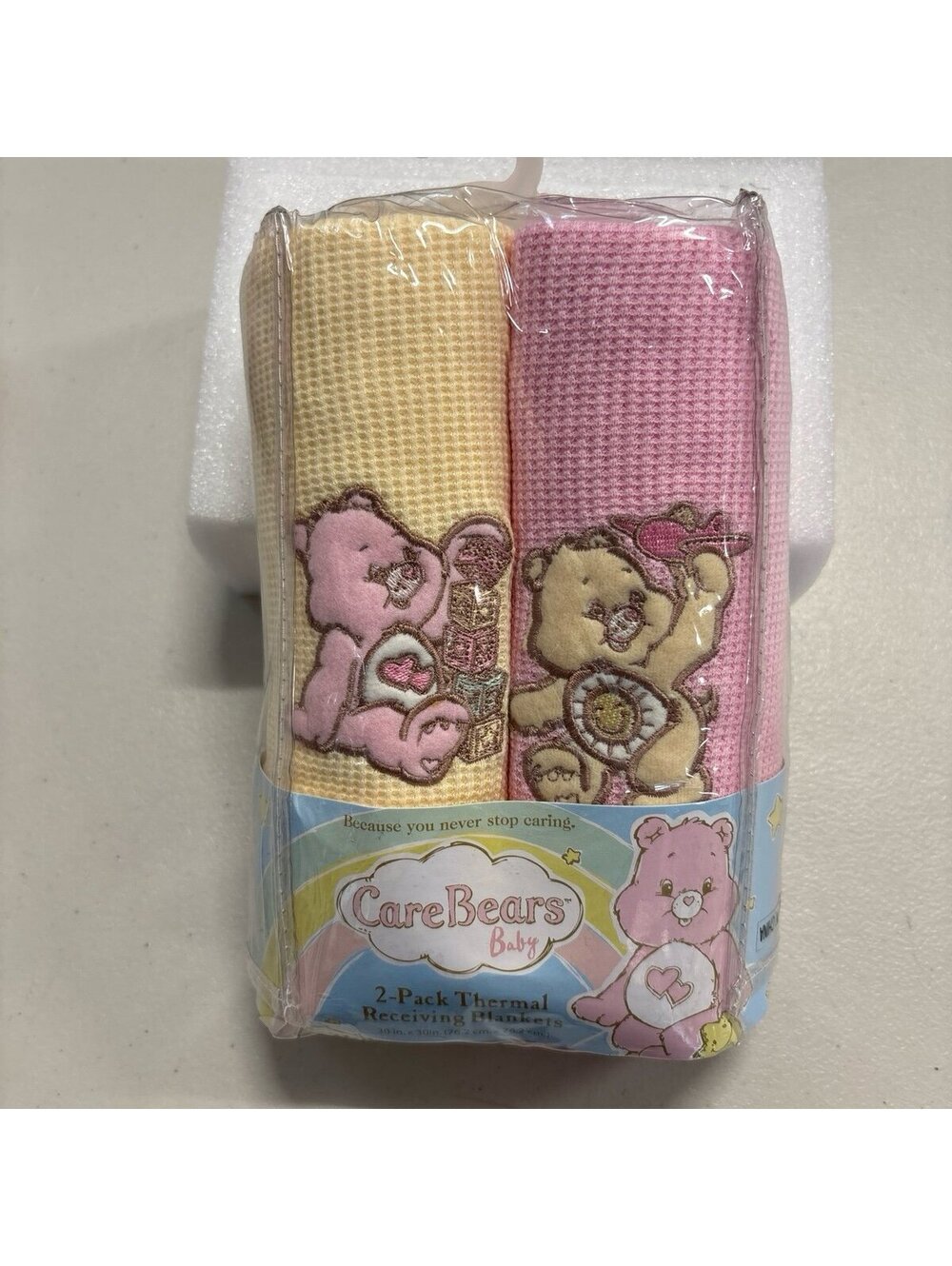 NEW - 2 Thermal Care Bears receiving blankets - 2006